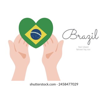 [Brazil] Hand and national flag icon vector illustration