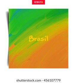 Brazil. Handmade oil on canvas brush strokes. Color palette in shades of blue, orange and green. Abstract concept for sports advertising and printed materials.