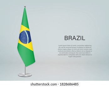 Brasil colgando la bandera en el estrado. Plantilla para banner de conferencia política