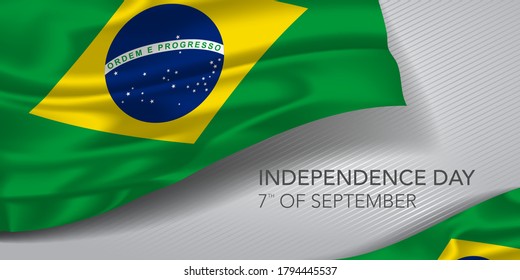 Brazil happy independence day greeting card, banner with template text vector illustration. Brazilian memorial holiday 7th of September design element with realistic flag with globe