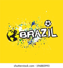 brazil header design on grunge texture yellow background, vector illustration