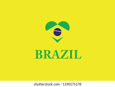 Brazil heart shape love symbol national flag country emblem