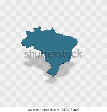Brazil high detailed vector representation of country silhouette. 3D map on transparent background with dropped shadow. For educational, decorative, or informational use.
