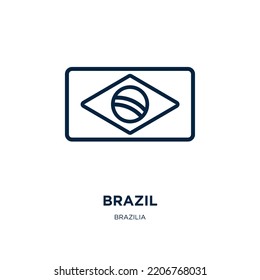brazil icon from brazilia collection. Thin linear brazil, country, south outline icon isolated on white background. Line vector brazil sign, symbol for web and mobile