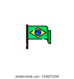 Brazil icon, flat design line art thin style, vector illustration. Festive carnivals in Brazil and Mardi Gras in Venice