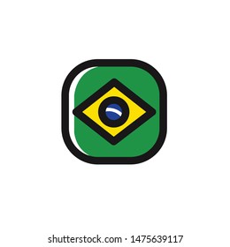 Brazil Icon , National Flag Square Symbol .