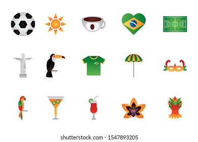 Brazil icon set design, Culture tourism brazilian travel south latin and traditional theme Vector illustration