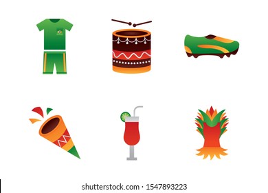 Brazil icon set design, Culture tourism brazilian travel south latin and traditional theme Vector illustration