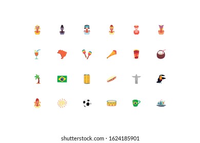 Brazil icon set design, Culture tourism brazilian travel south latin america country and traditional theme Vector illustration