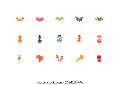 Brazil icon set design, Culture tourism brazilian travel south latin america country and traditional theme Vector illustration