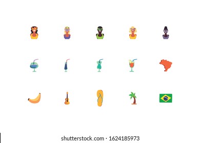 Brazil icon set design, Culture tourism brazilian travel south latin america country and traditional theme Vector illustration