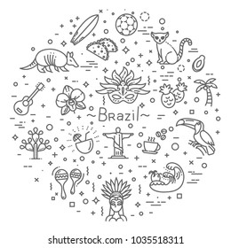 Juego de iconos de Brasil. Diseño plano