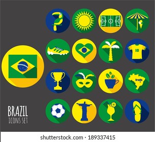 Brazil icon set. Flat design.