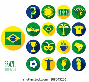 Brazil icon set. Flat design.