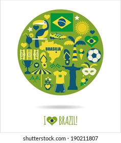 Brazil icon set. Flat design.