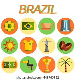 Brazil icon set. Flat design.