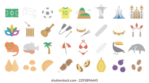 Brazil icon set (Flat fill version)