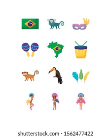 brazil icon set pack, High Quality variety symbols Vector illustration