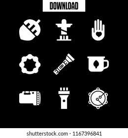 brazil icon. This set with nut, christ the redeemer, cup and tambourine vector icons for mobile and web
