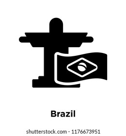 Brazil icon vector isolated on white background, logo concept of Brazil sign on transparent background, filled black symbol
