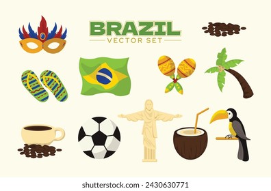 Brasilien ikonische Illustration Vektor-Set