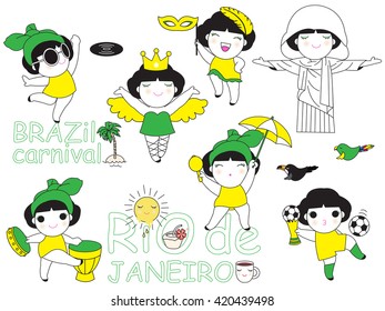 Brazil Icons Characters illustration set