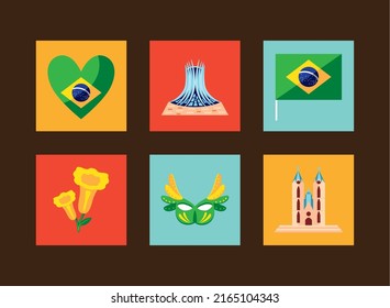 brazil icons collection vector layout