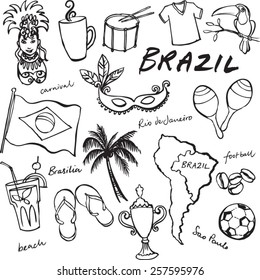 Brazil icons doodle set