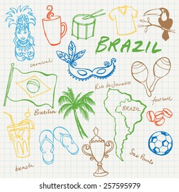 Brazil icons doodle set 