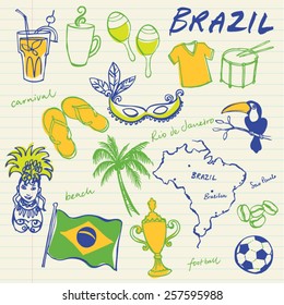 Brazil icons doodle set 