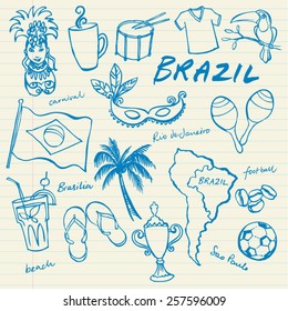 Brazil icons doodle set 