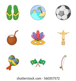 Brazil icons set. Cartoon illustration of 9 Brazil vector icons for web