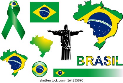 Brazil Icons. Set of vector graphic images and symbols representing Brazil.