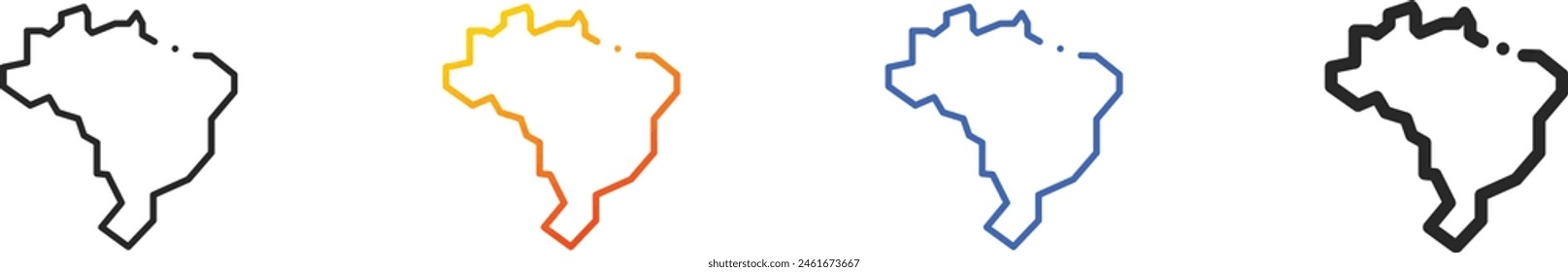 brazil icon.Thin Linear, Gradient, Blue Stroke and bold Style Design Isolated On White Background