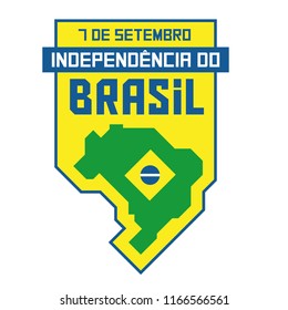 Brazil independence badge, Brazilian national day, map and flag of Brasil