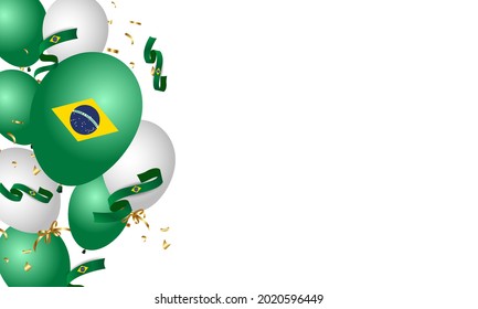 Brazil independence day 7 september realistic vector with balloons and brazil flag