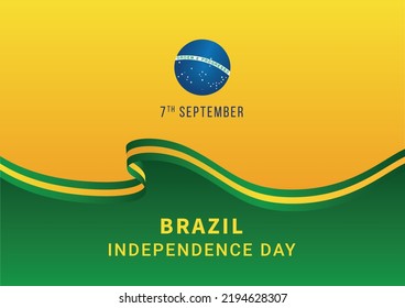 Día de la Independencia de Brasil 7 de setiembre Antecedentes de afiche con bandera e ilustración vectorial de cinta 