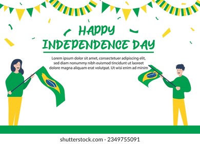 brazil independence day 7 September celebration vector template banner, social media post, flyer or greeting card with yellow green theme and flag. vector illustration