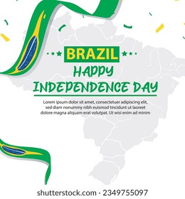 brazil independence day 7 September celebration vector template banner, social media post, flyer or greeting card with yellow green theme and flag. vector illustration