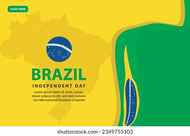 brazil independence day 7 September celebration vector template banner, social media post, flyer or greeting card with yellow green theme and flag. vector illustration