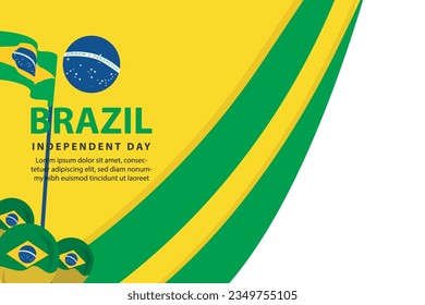 brazil independence day 7 September celebration vector template banner, social media post, flyer or greeting card with yellow green theme and flag. vector illustration