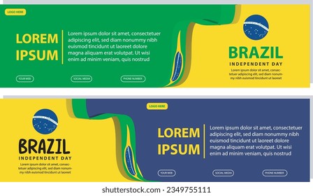 brazil independence day 7 September celebration vector template banner, social media post, flyer or greeting card with yellow green theme and flag. vector illustration