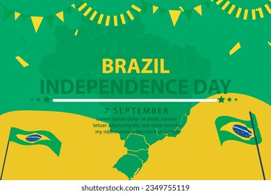 brazil independence day 7 September celebration vector template banner, social media post, flyer or greeting card with yellow green theme and flag. vector illustration