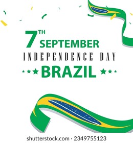 brazil independence day 7 September celebration vector template banner, social media post, flyer or greeting card with yellow green theme and flag. vector illustration