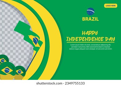 brazil independence day 7 September celebration vector template banner, social media post, flyer or greeting card with yellow green theme and flag. vector illustration