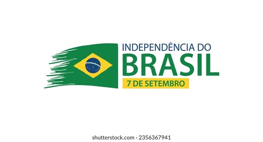 Brasilianischer Unabhängigkeitstag 7. September , Grußkarte mit Pinselstrichen , brasilianischer Hintergrund mit nationalen Farben. 
