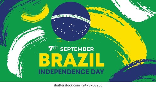 Brazil Independence Day 7 September. Independence Day Web Banner Background With Brazil Flag. Happy Brazil National Holiday Freedom Day Template For Brochure, Cover, Poster, Header, Invitation Card