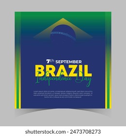 Tag der Unabhängigkeit Brasiliens am 7. September. Unabhängigkeitstag Web Banner Hintergrund mit Brasilien-Flagge. Happy Brazil National Festliche Musik Freedom Day Vorlage für Broschüre, Cover, Poster, Kopfzeile, Einladungskarte