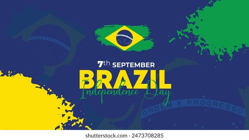 Brazil Independence Day 7 September. Independence Day Web Banner Background With Brazil Flag. Happy Brazil National Holiday Freedom Day Template For Brochure, Cover, Poster, Header, Invitation Card