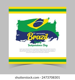 Brazil Independence Day 7 September. Independence Day Web Banner Background With Brazil Flag. Happy Brazil National Holiday Freedom Day Template For Brochure, Cover, Poster, Header, Invitation Card